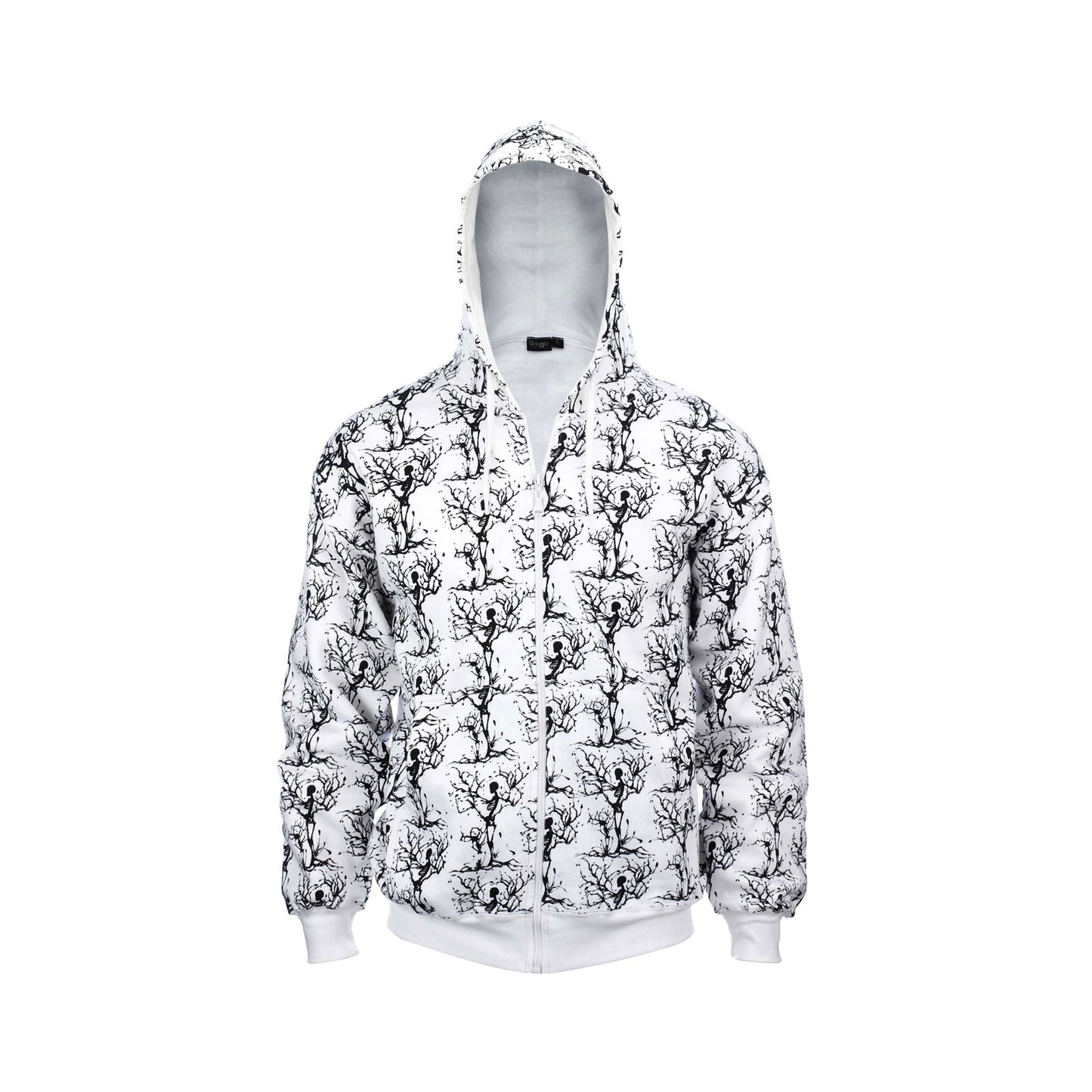 Unisex Winter Tree Skeleton Print Hoodie, Perfect Halloween Theme, Goth, Punk