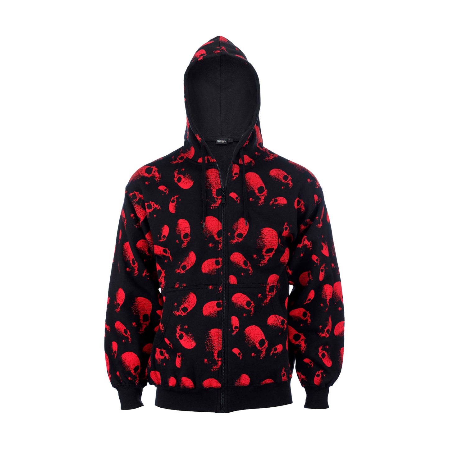 RED BOLD SKULL PRINT Tracksuit, for Halloween Zipped Hoodie & Bottoms, Goth