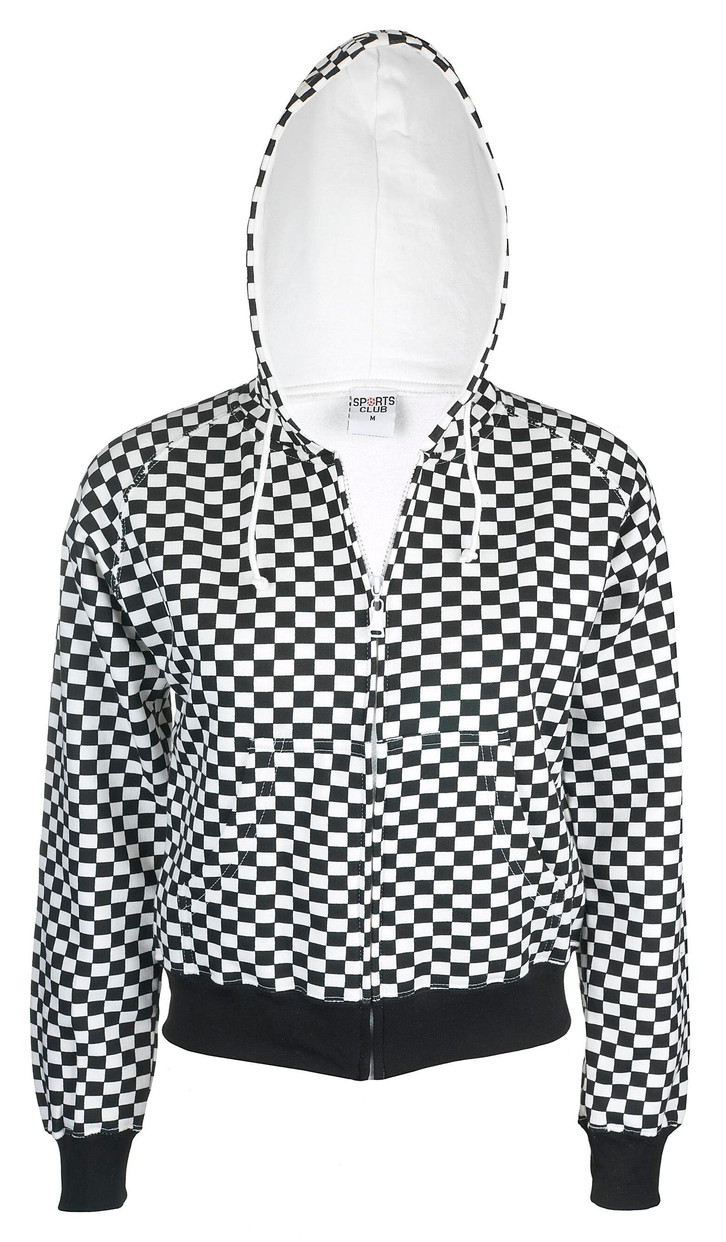LADIES/GIRLY CHEQUERED Biker Hoodie, Red/Green/Black/ White/Punk/Gothic/Party Top/Formula1