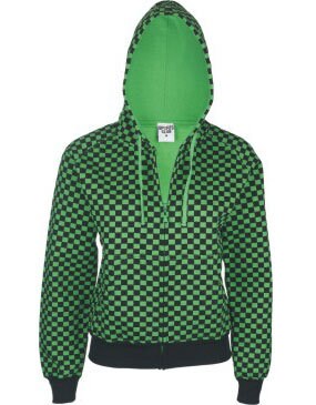 LADIES/GIRLY CHEQUERED Biker Hoodie, Red/Green/Black/ White/Punk/Gothic/Party Top/Formula1
