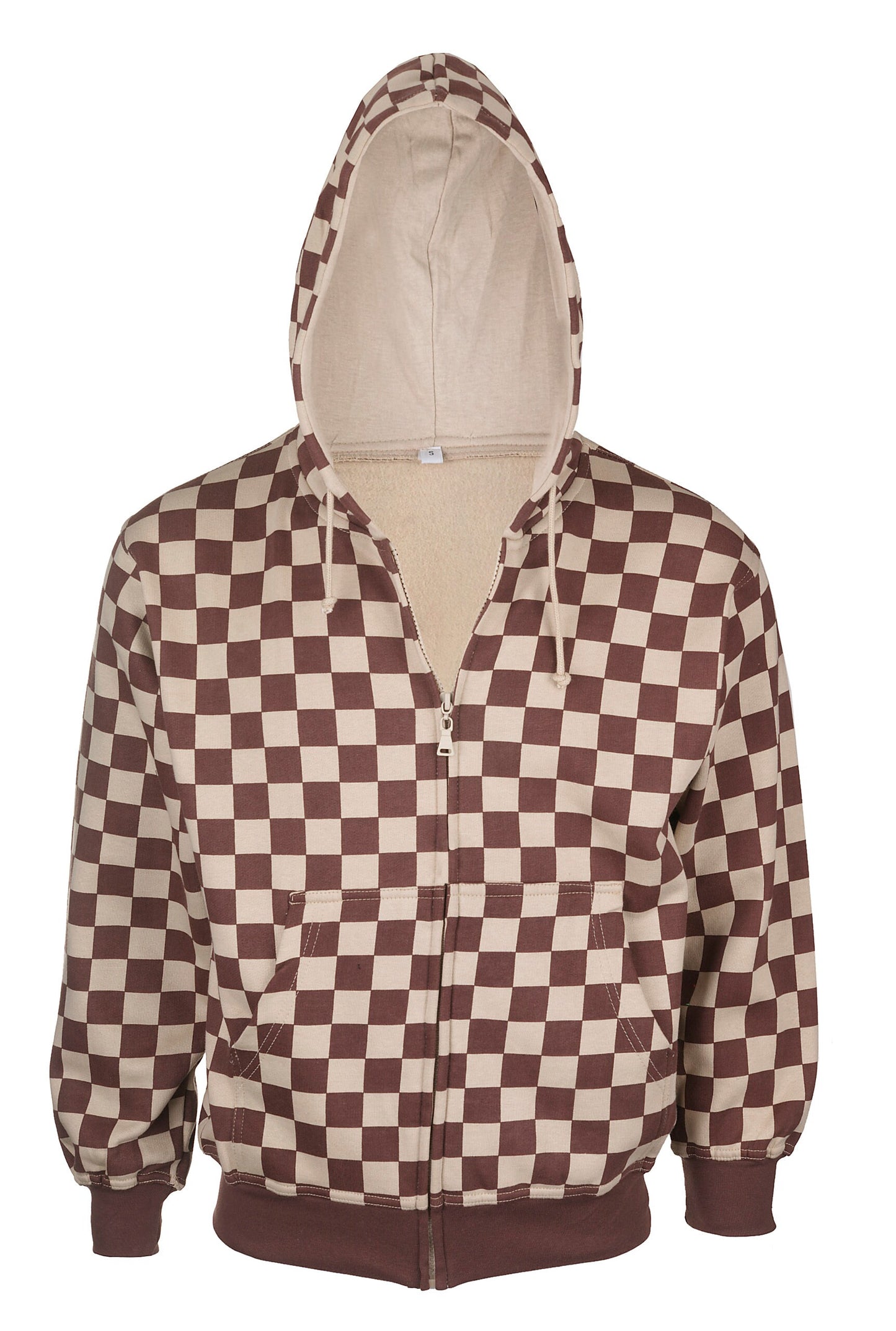 Unisex Chequered Hoodie White / Black, Red / Black & Brown / Beige Goths, Punk, Rock, Metal, Formula One Inspired F1