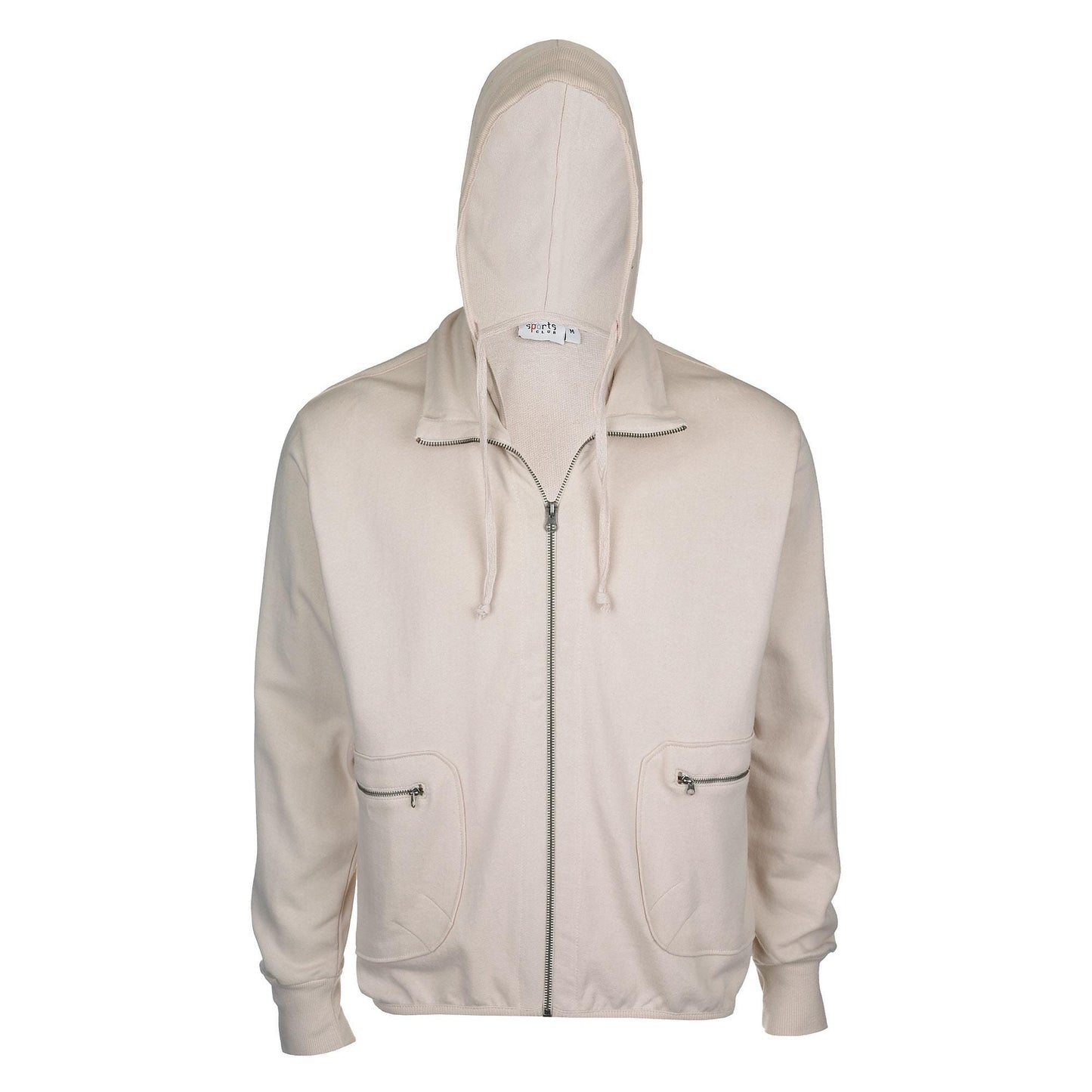 Urban Walk Hoody by Sports Club - 100% Cotton High Neck Zip Jacket with Detachable Hood