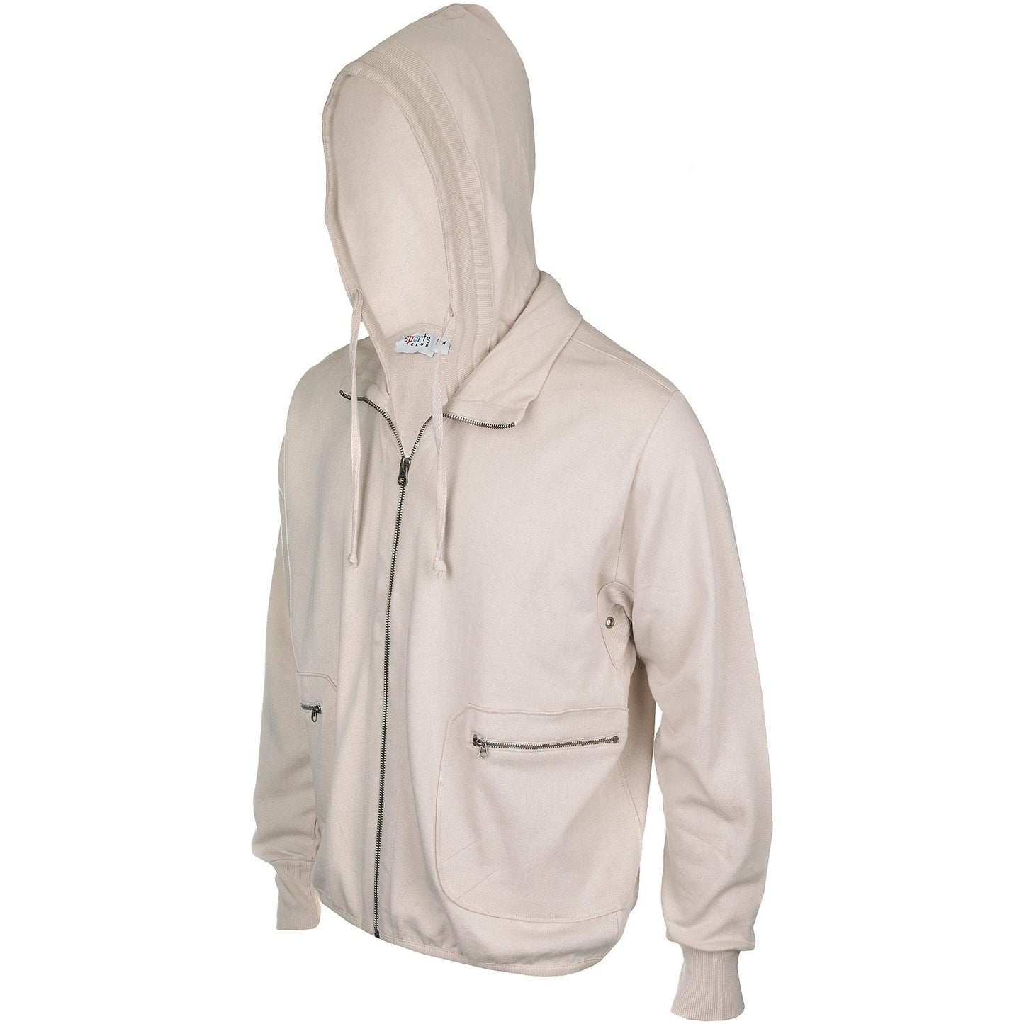 Urban Walk Hoody by Sports Club - 100% Cotton High Neck Zip Jacket with Detachable Hood