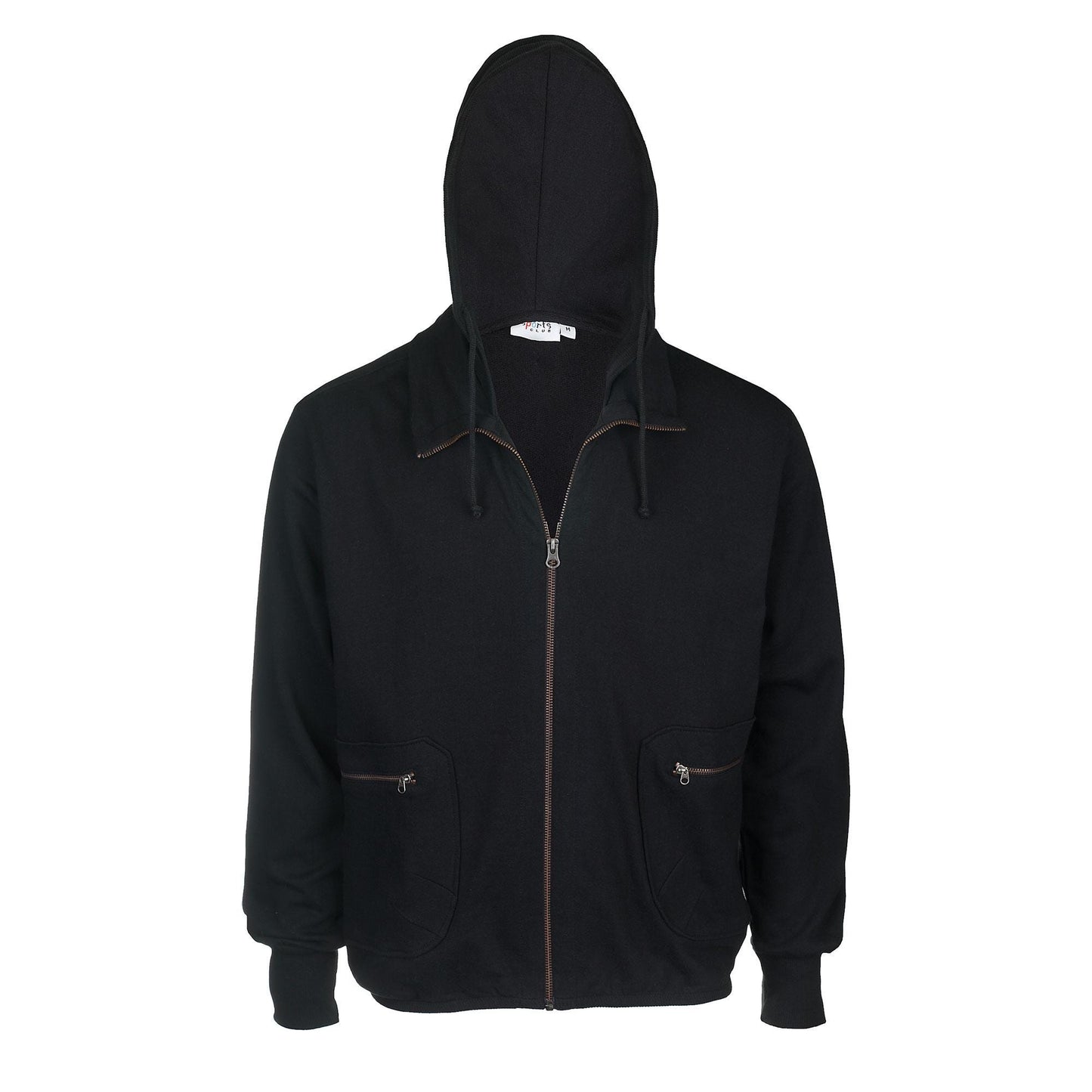 Urban Walk Hoody by Sports Club - 100% Cotton High Neck Zip Jacket with Detachable Hood