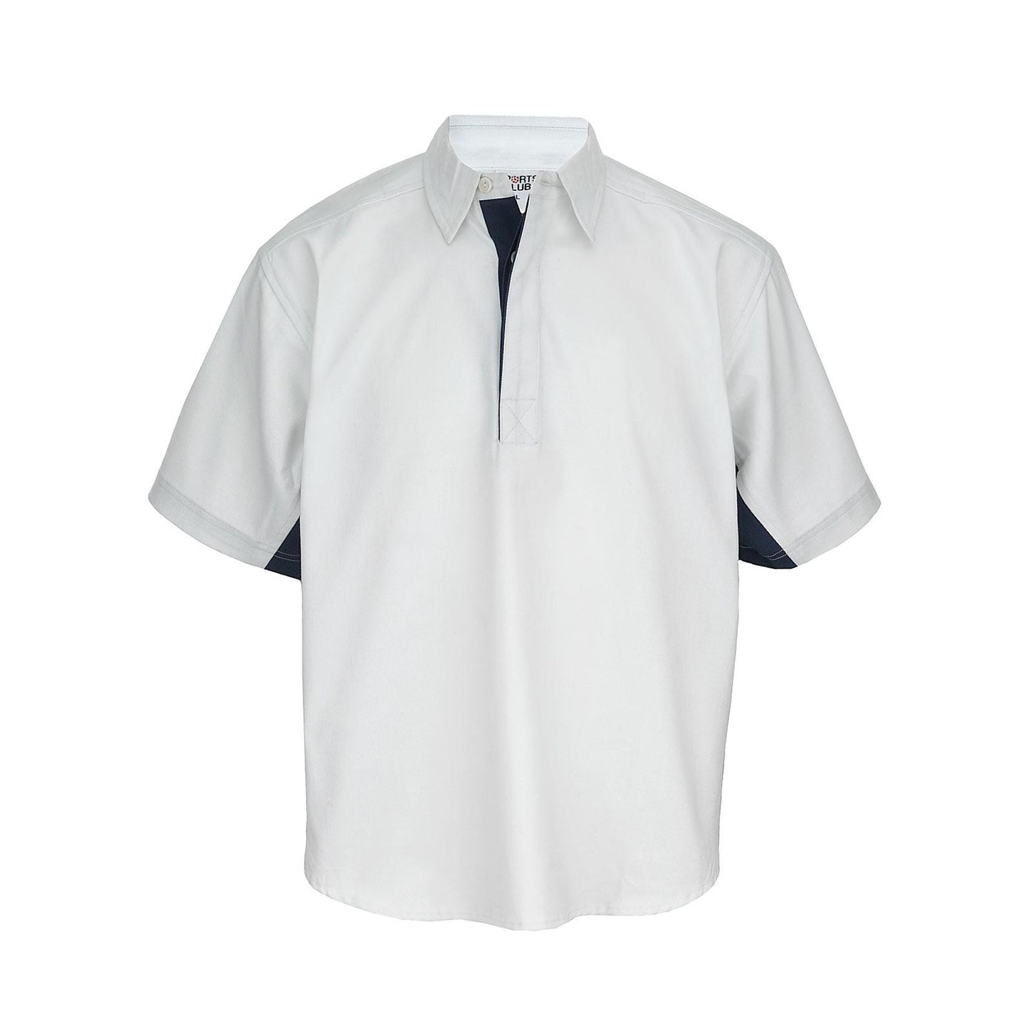Sports Club Men's Rugby Drill Shirt with Contrast Sleeves and Side Panel - 100% Cotton, Washed & Mercerised
