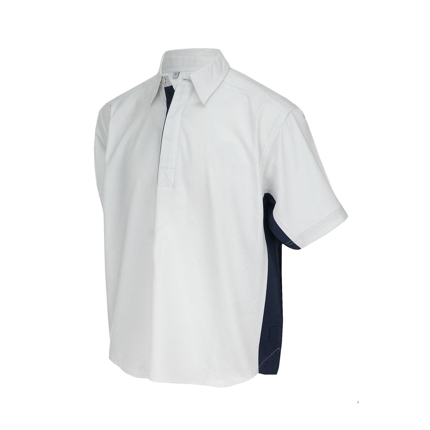 Sports Club Men's Rugby Drill Shirt with Contrast Sleeves and Side Panel - 100% Cotton, Washed & Mercerised