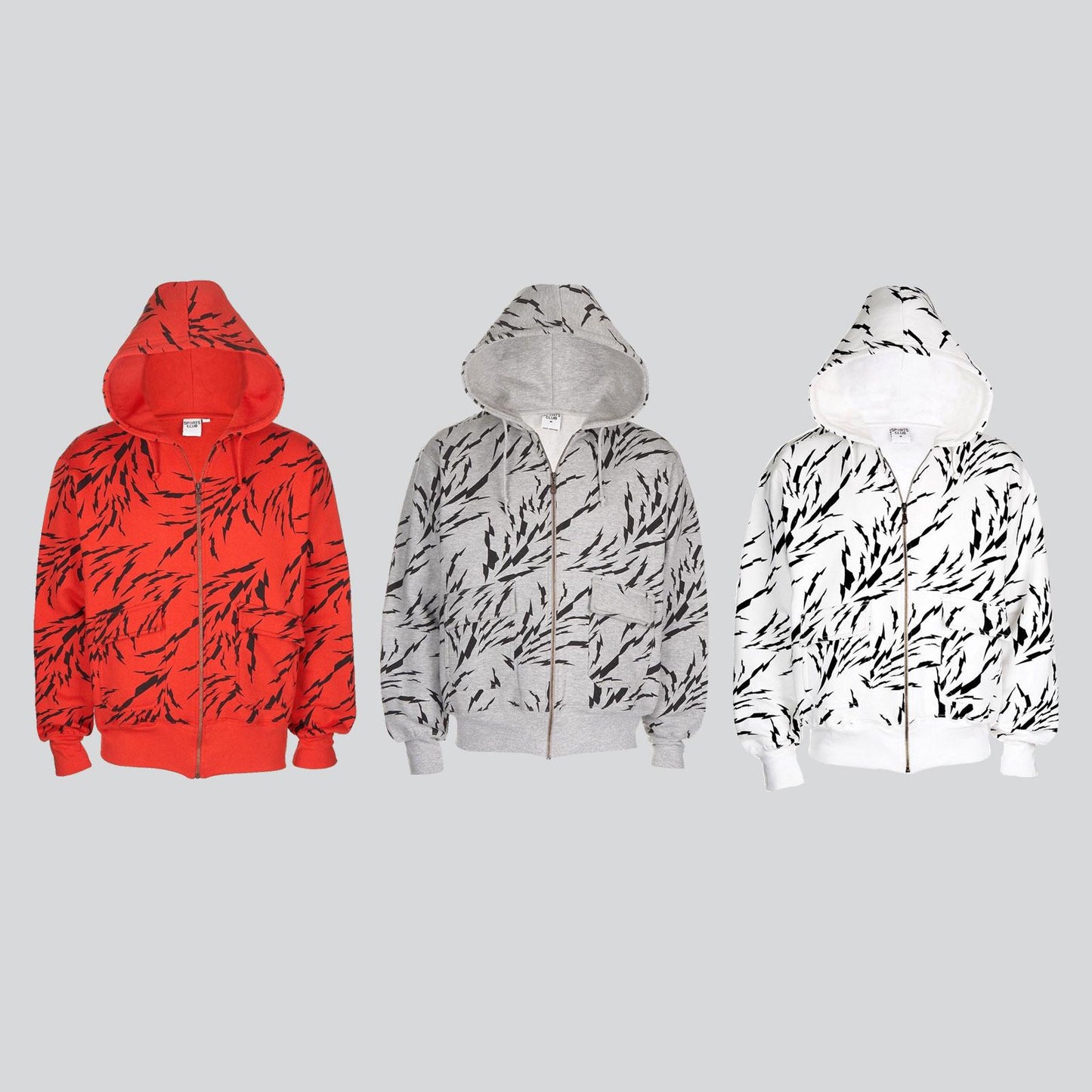 Electric Hood Unisex Casual 100% Cotton Hoodie Grey, White and Red Gothic, Rock, Metal, Punk