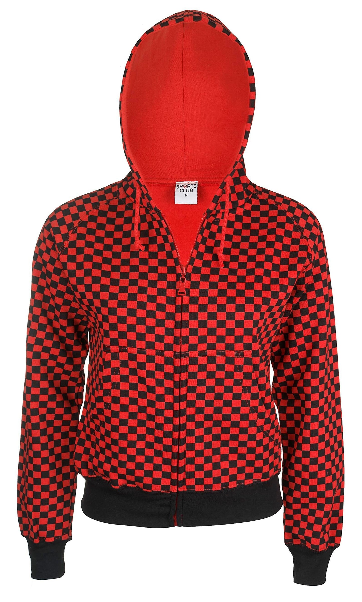 LADIES/GIRLY CHEQUERED Biker Hoodie, Red/Green/Black/ White/Punk/Gothic/Party Top/Formula1