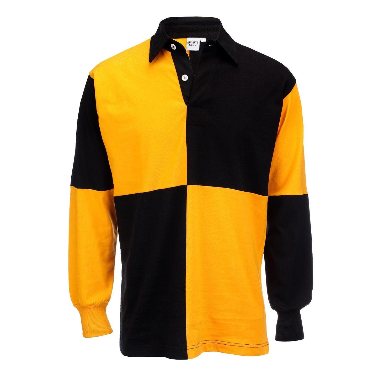 Men Quarter Panel Long Sleeve Rugby Shirts 100% Cotton Red / White and Gold / Black T-Shirt, Sports Shirt, Athlete Shirt, Football