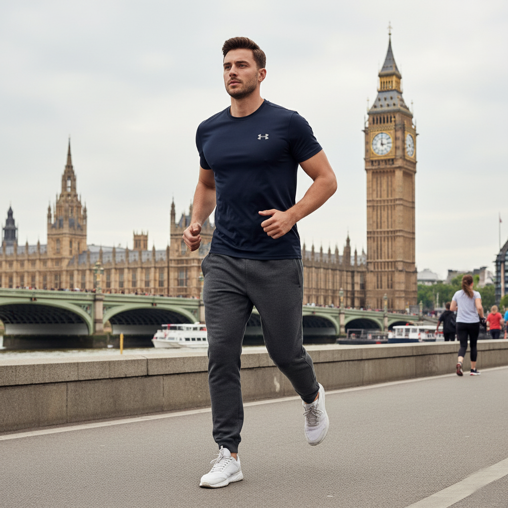 Sports Club Jogging Bottom Zip Flap Pockets Heather Grey & Charcoal