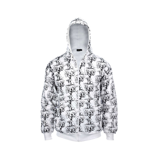 Unisex Winter Tree Skeleton Print Hoodie, Perfect Halloween Theme, Goth, Punk