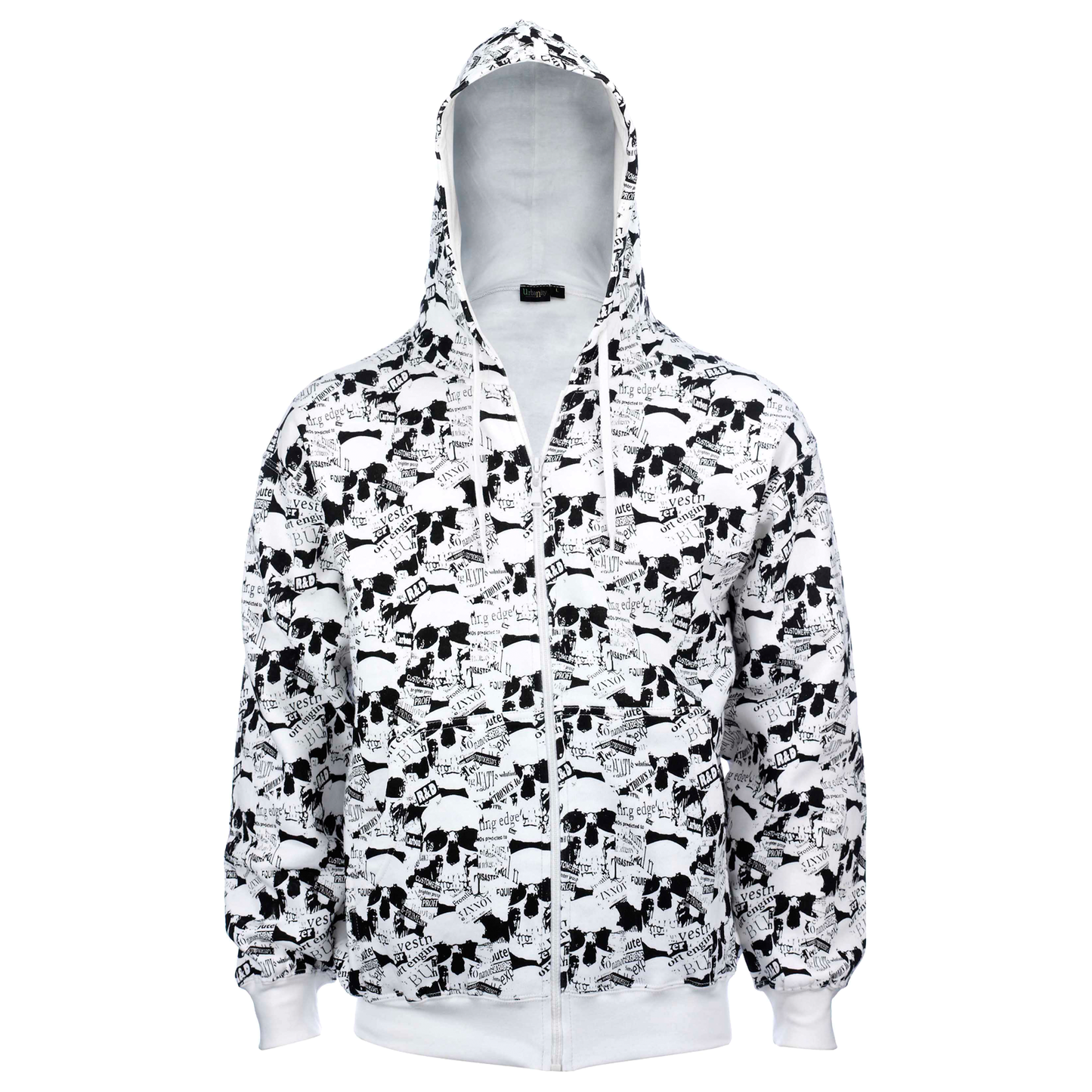 Unisex Skull Print Tracksuit Newspaper Style Hoodie & Trouser Best for Halloween