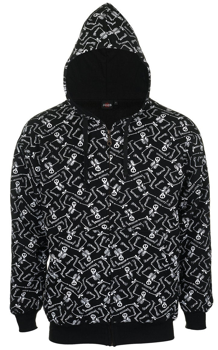 Unisex Dancing Skeleton Print Hoodie, Perfect for Parties, Gothic/Urban/Punk/Biker/Fashion/Hoodie Top