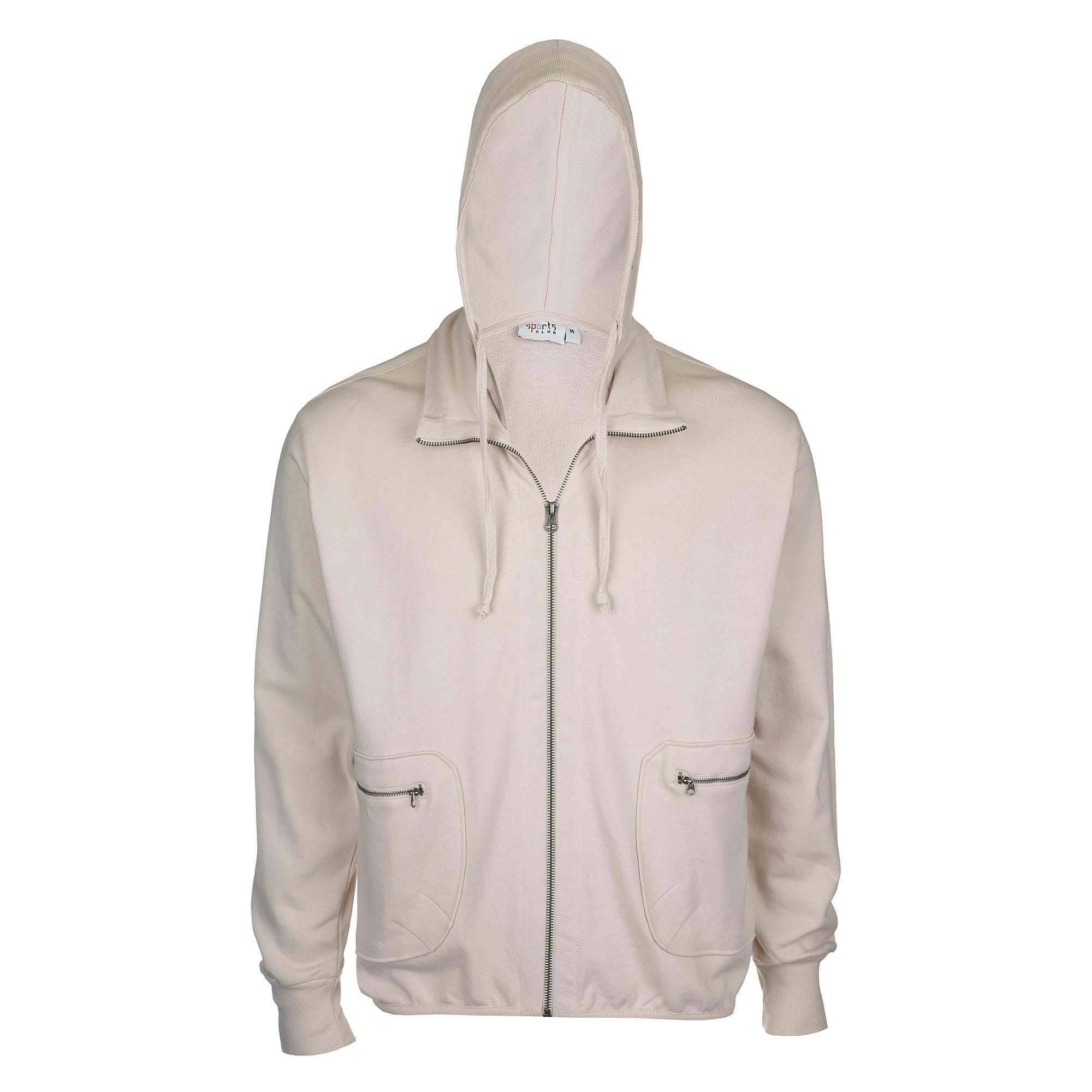 Urban Walk Hoody by Sports Club - 100% Cotton High Neck Zip Jacket with Detachable Hood