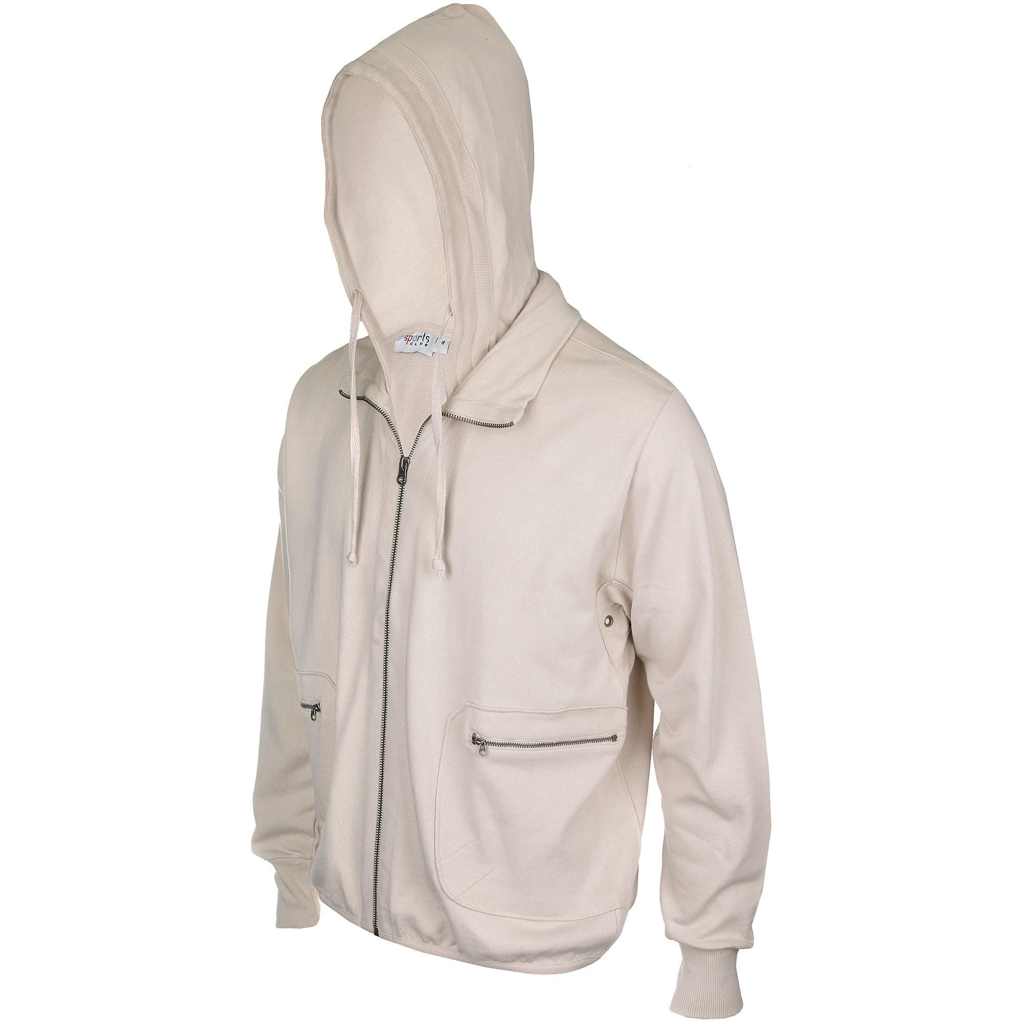 Urban Walk Hoody by Sports Club - 100% Cotton High Neck Zip Jacket with Detachable Hood