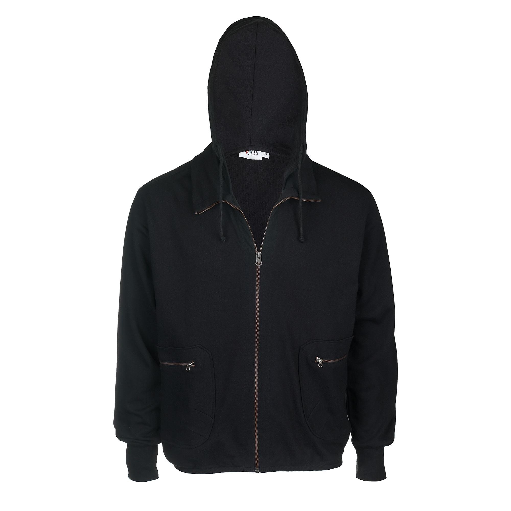 Urban Walk Hoody by Sports Club - 100% Cotton High Neck Zip Jacket with Detachable Hood
