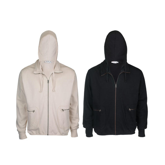 Urban Walk Hoody by Sports Club - 100% Cotton High Neck Zip Jacket with Detachable Hood