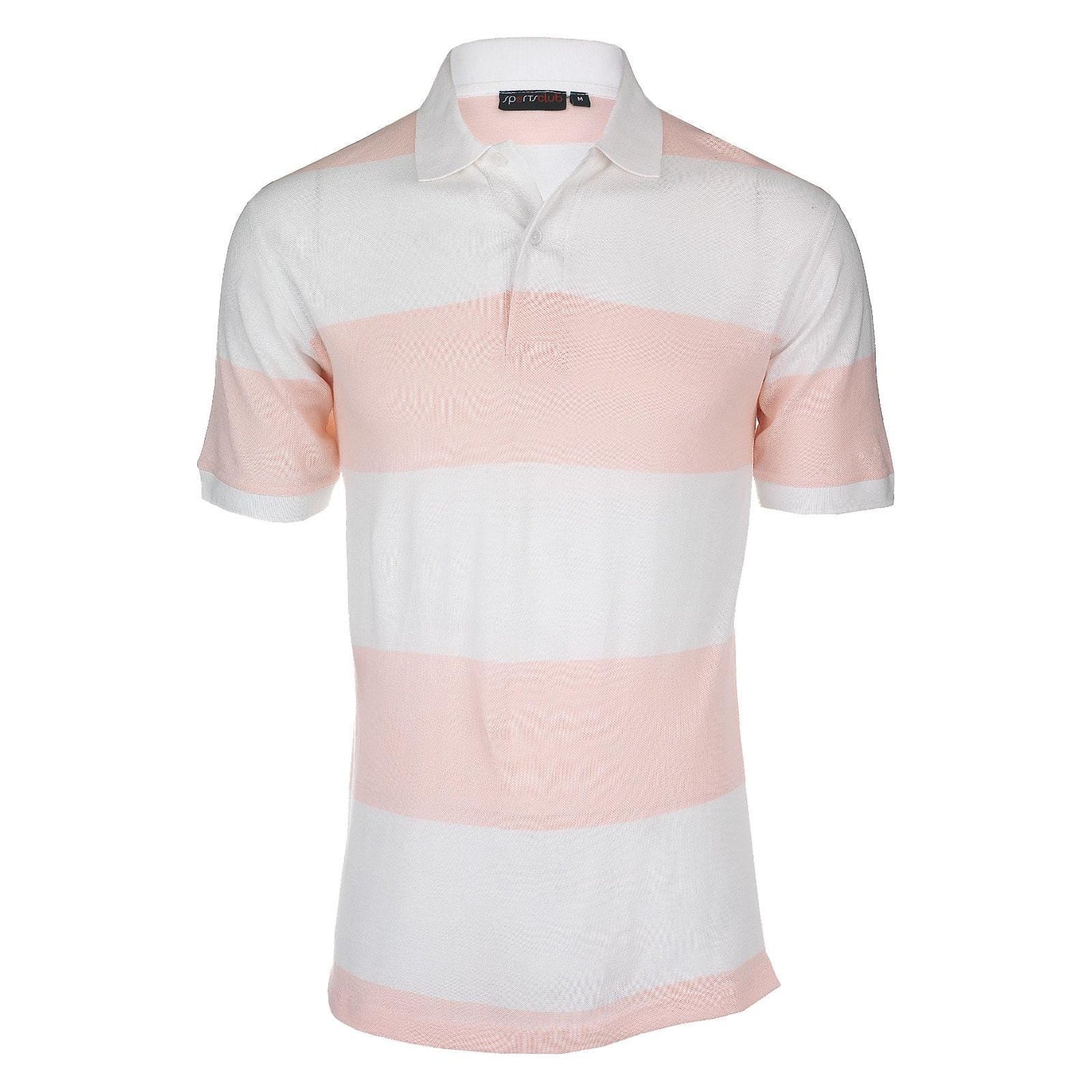 Men's Heavy Engineering Stripe Pique Polo by Sports Club - Sky Blue/White and Pink/White, 100% Combed Cotton