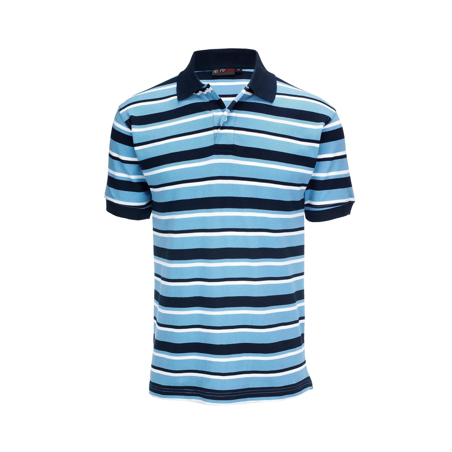 Men's Heavy Engineering Stripe Pique Polo by Sports Club - 100% Combed Cotton Yarn Dyed Contrast Polo
