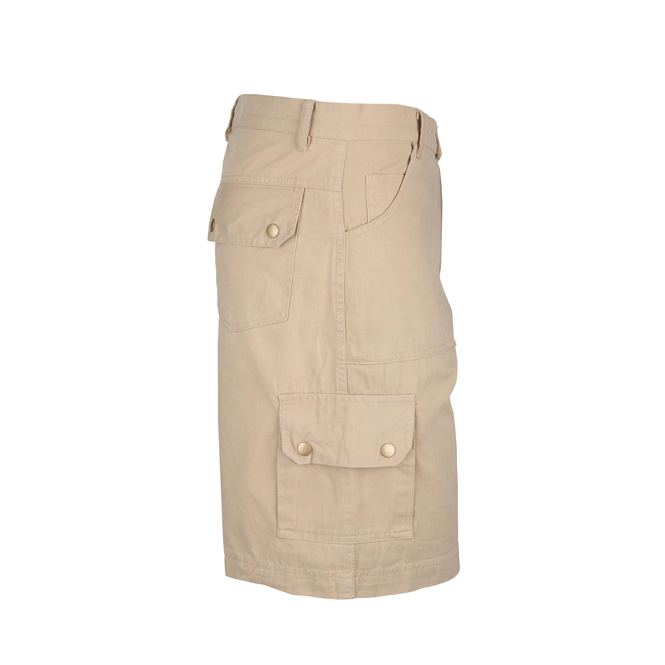 Men's Washed Cargo Shorts - 100% Cotton Twill with Zip Fly and Snap Fasteners