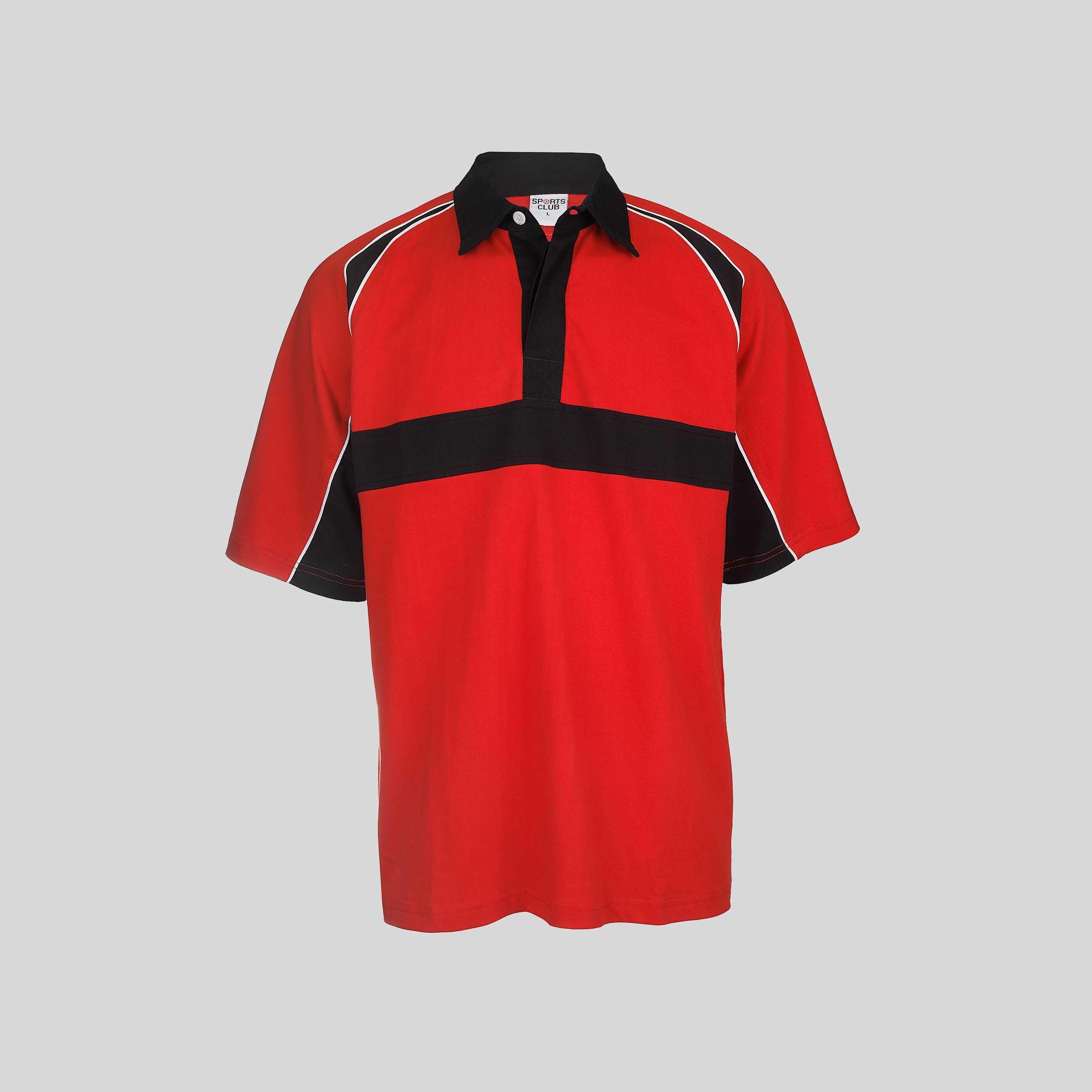 Sports Club Men's Panel Rugby Shirt - 100% Combed Cotton with Contrast Underarm Panels