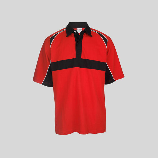 Sports Club Men's Panel Rugby Shirt - 100% Combed Cotton with Contrast Underarm Panels
