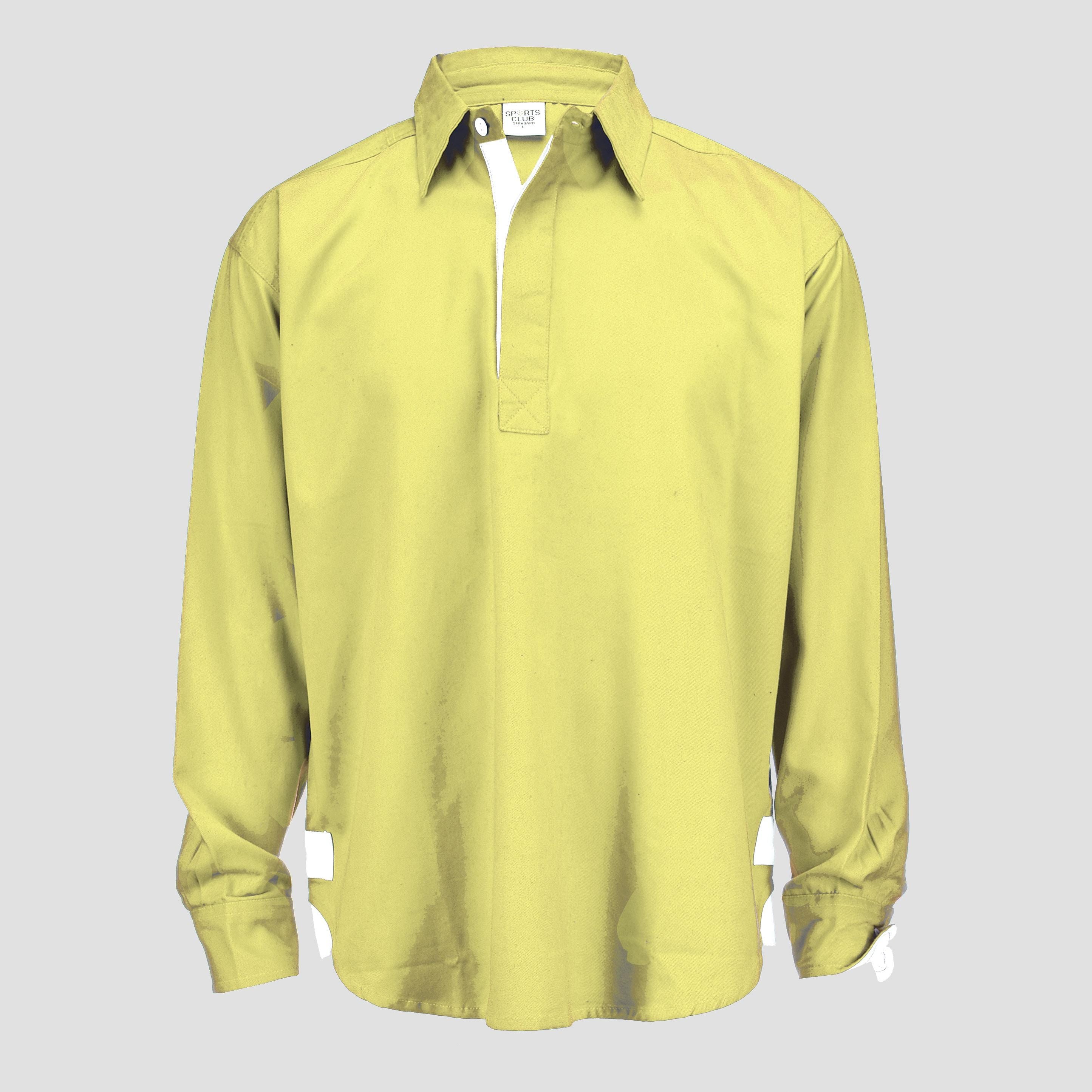 Sports Club Men's Long Sleeves Rugby Drill Shirt - 100% Cotton, Washed & Mercerised with Soft Peach Finish