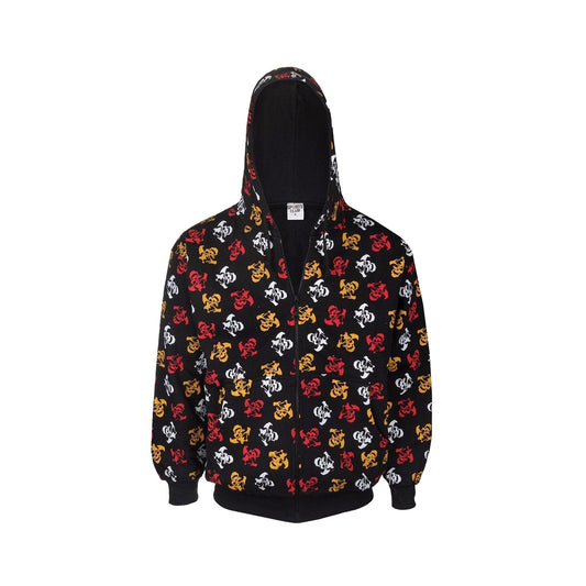 Unisex Skull Print Hoodie, Party Hoodie, 100% Cotton, Double-Layer Hood All-Over Skull Design Gothic, Rock, Metal, Punk