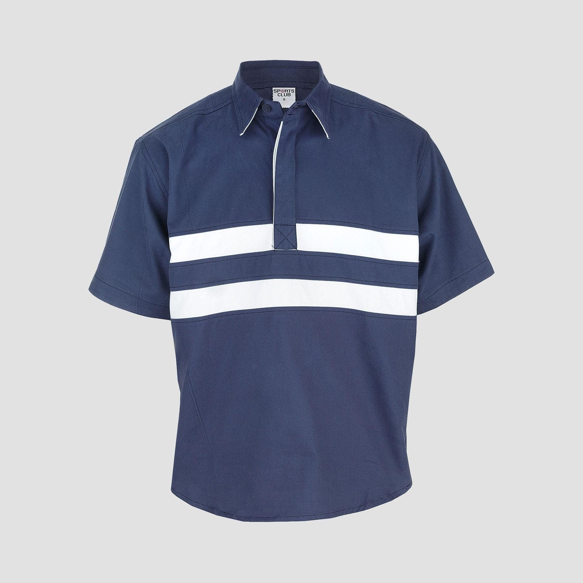 Men's Front Double Panel Short Sleeve Rugby Style Drill Shirt Sporty, Casual, leisurewear - 100% Cotton, Heavy 270gsm, Washed & Mercerised