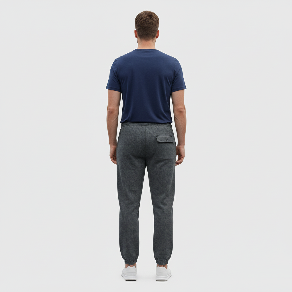 Sports Club Jogging Bottom Zip Flap Pockets Heather Grey & Charcoal