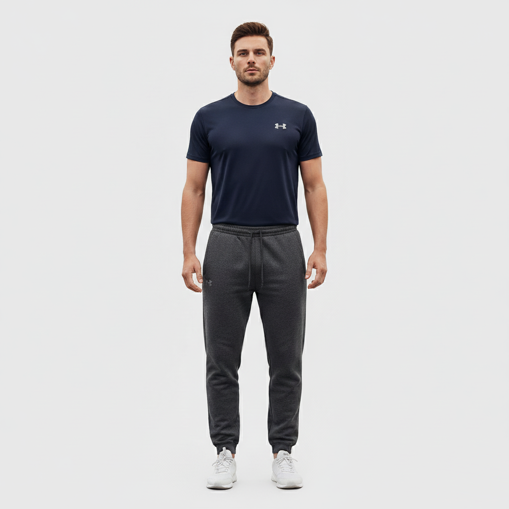Sports Club Jogging Bottom Zip Flap Pockets Heather Grey & Charcoal
