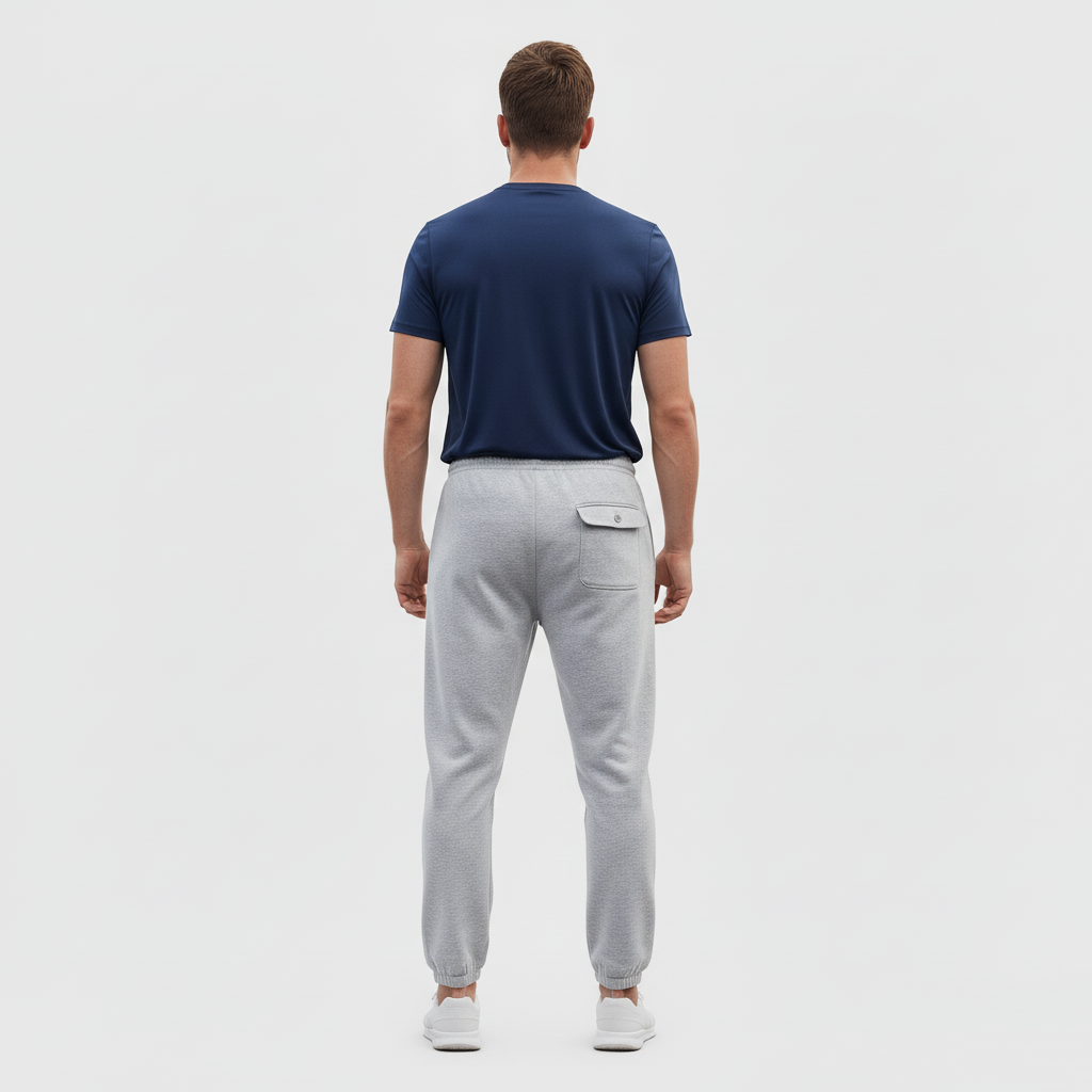Sports Club Jogging Bottom Zip Flap Pockets Heather Grey & Charcoal